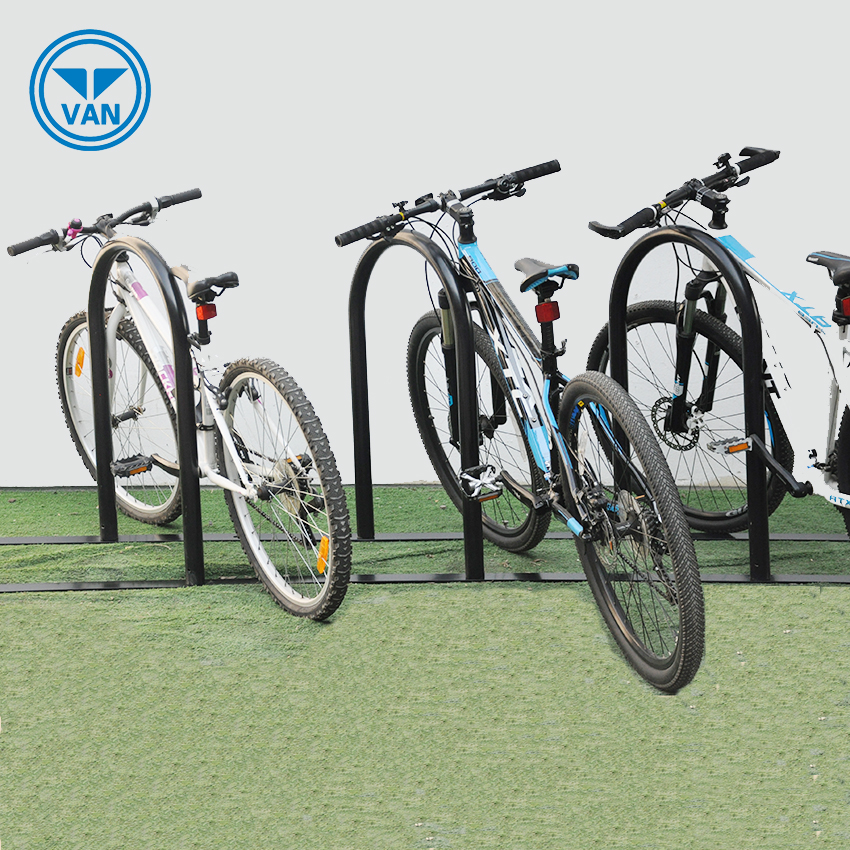 Support de vélo au sol enduit de poudre en forme de U pour 5 vélos